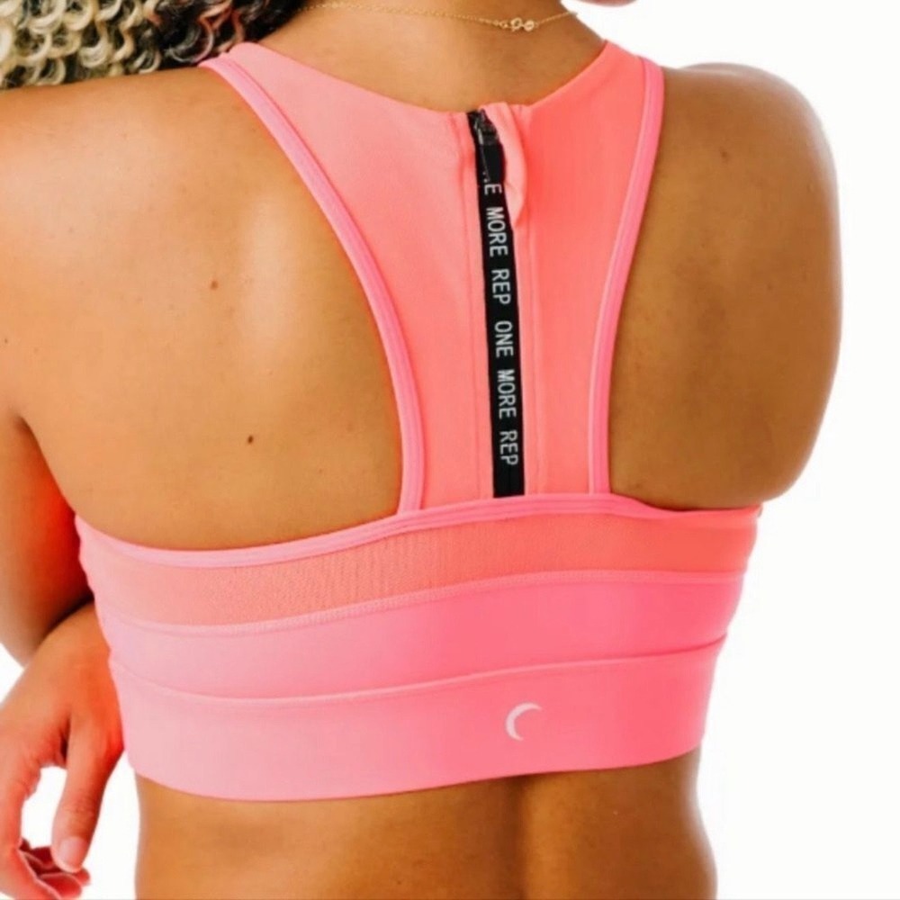 ZYIA Active All Star Bra Neon Coral Flower Power - Picture 2 of 6